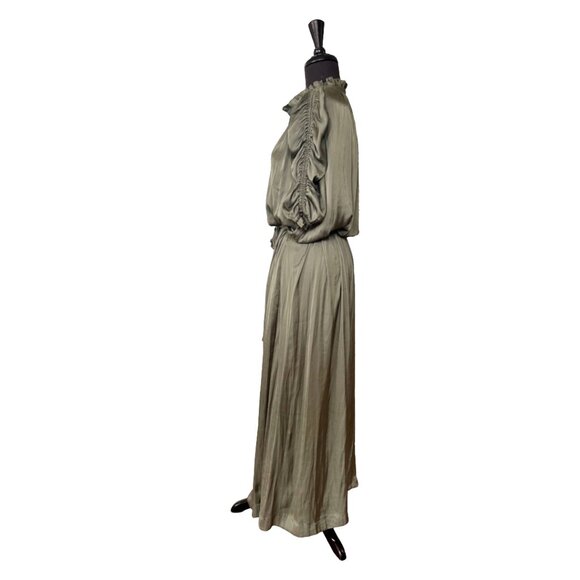 Zadig & Voltaire Ray Satin Maxi Dress Sage Green - Parisian Glamour Size M - Picture 5 of 15